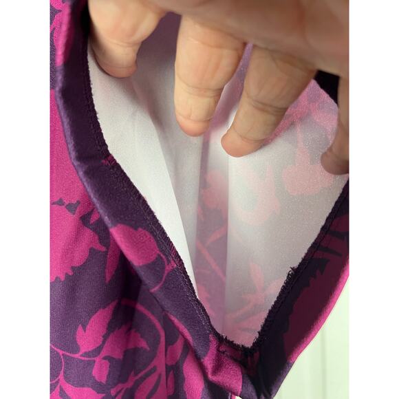 Agnes And Dora Purple Pink Floral Cap Short Sleeve Jumpsuit V Neck XS - Picture 4 of 8